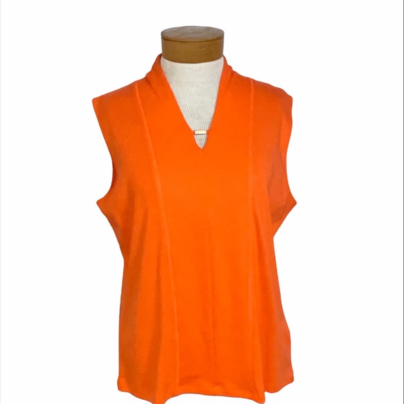 Rafaella Sleeveless Orange V-neck Petite Large - Picture 4 of 6